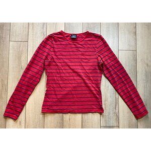 Polo Jeans Co Ralph Lauren Long Sleeve Shirt Red Blue Striped Womens Large *READ